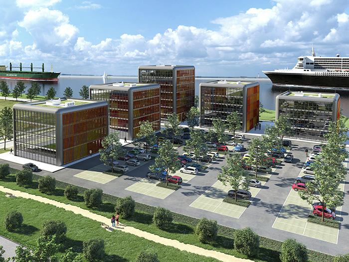 BUSINESSPARK + + + ANSICHT RICHTUNG ELBE